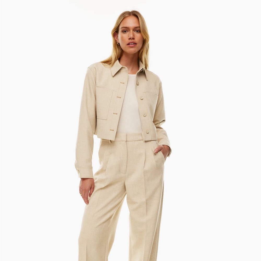 WILFRED Little Cropped Jacket in Heather Oat Beige size XS